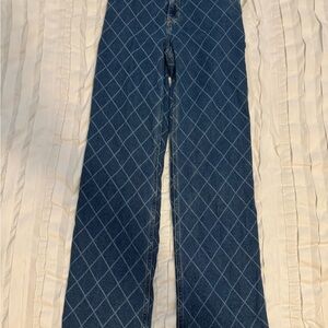 Blue Diamond Pattern Jeans